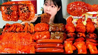 ASMR MUKBANG| 직접 만든 불닭 버섯 불닭쌈 양념치킨 소세지 먹방 & 레시피 FRIED CHICKEN AND FIRE NOODLES EATING