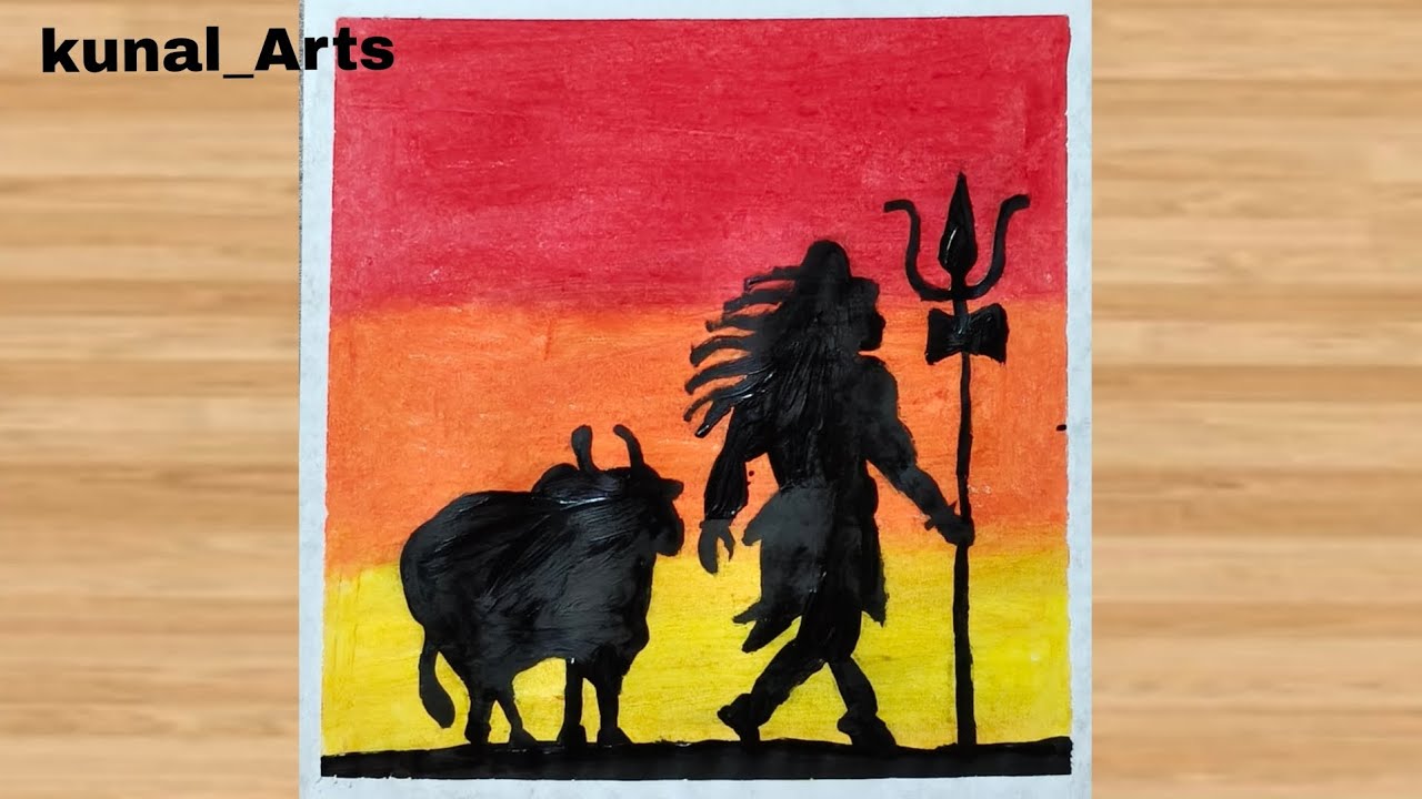 Lord shiv and nandi maharaj drawing with Oil pastels colours easy drawing 