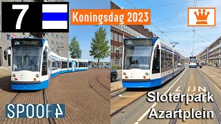 Cabinerit Tram 7 (Amsterdam) | Sloterpark - Azartplein v.v. (Tram Driver&#39;s POV) | Koningsdag