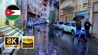 Stunning Rainy Ambiance in this Tour from Lweibdeh to Jabal Amman through old Amman Stairs [8K] ASMR