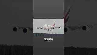 Airbus A380 «Emirates» landing at Moscow Domodedovo Airport