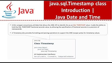 java.sql.Timestamp class Introduction | Java Date and Time