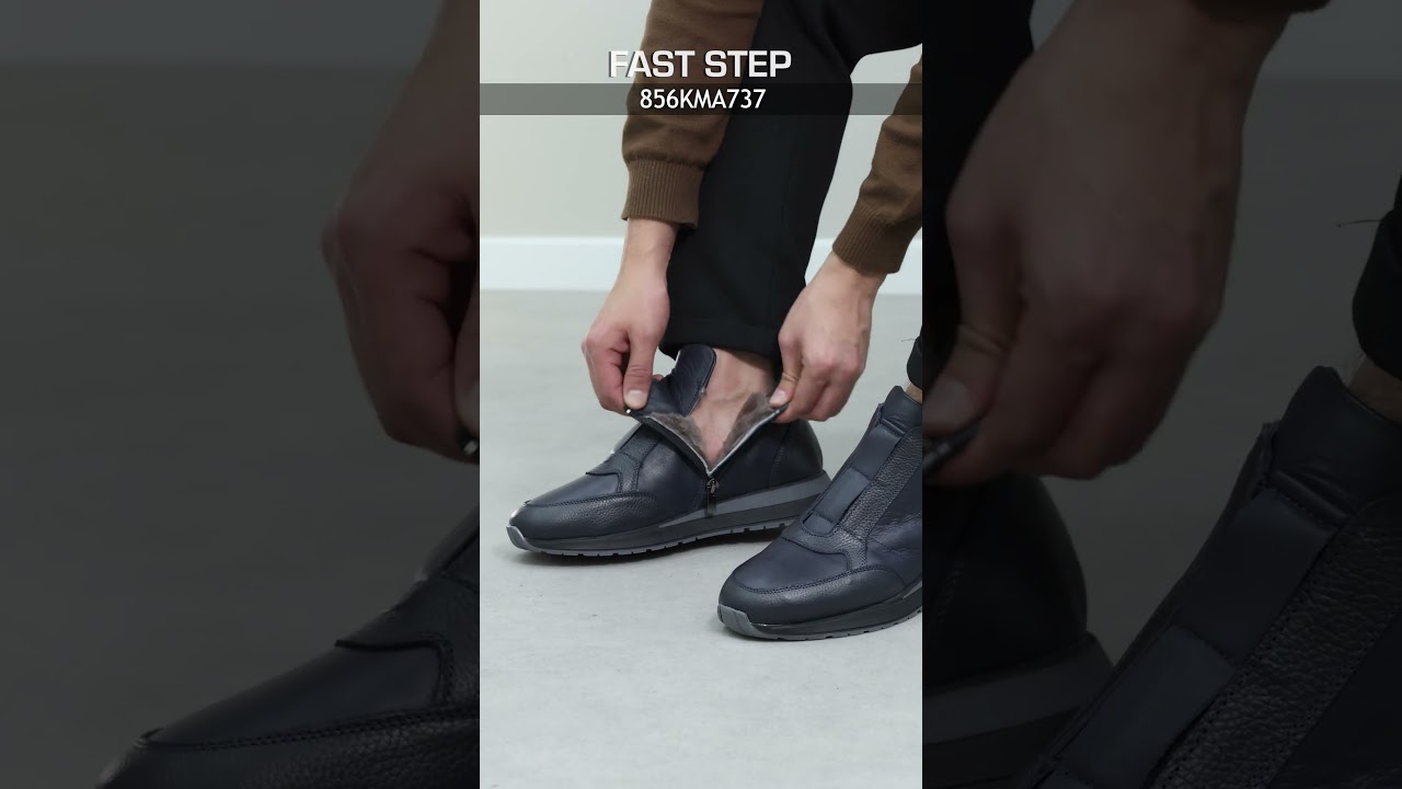 FAST STEP I 856KMA737 (Hakiki Deri Kürklü Lacivert Floter Erkek Spor Bot)