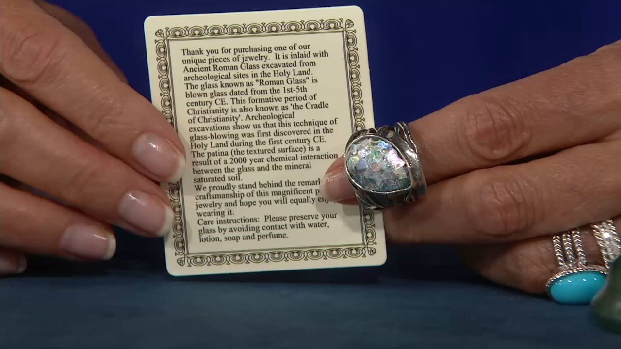 Sterling Silver Roman Glass Bold Ring by Or Paz on QVC
