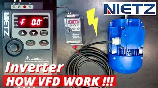 How To Run VFD (Variable Frequency Drive) Pemasangan Nietz Inverter 220V To 380V Speed Control Test
