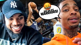 Reacting to FlightReacts watching the WARRIORS at TIMBERWOLVES | FULL GAME HIGHLIGHTS | Karl Towns