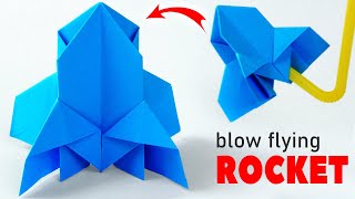 Blow Flying Rocket 🚀. Easy and funny origami toy. Simple Paper Craft tutorial