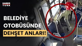 Baba oğul otobüste yaşlı çifti darp etti! İşte o anlar...