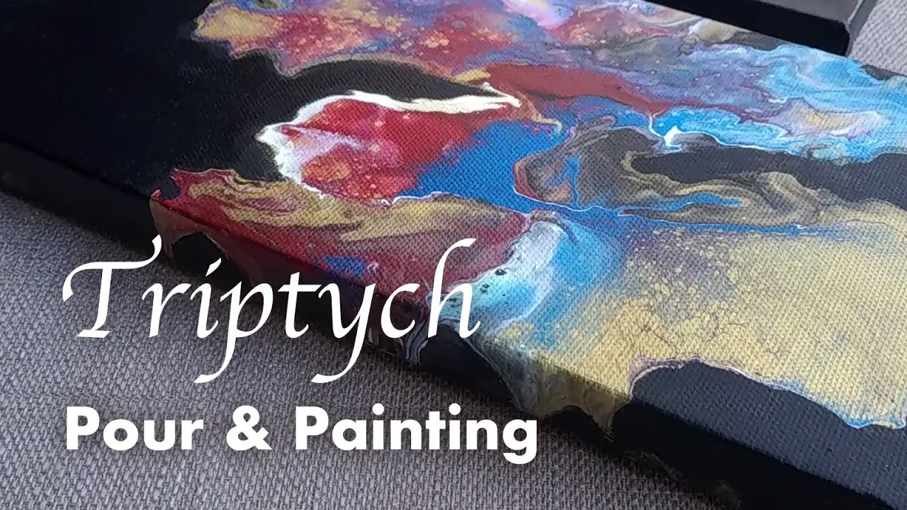 #35 Gold Triptych / Dutch Pour & Painting / Fluid Art / Acrylic Pour ...