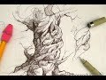 Pen and Ink Drawing Tutorials | How to draw a spiraling tree