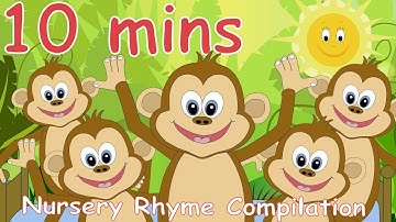 5 Little Monkeys And Lots More Nursery Rhymes! 10 Minute Compilation from Sing and Learn
