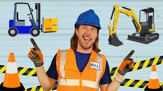 Real Construction Equipment for Kids | Handyman Hal works with Forklift, Excavator, and Dump Truck