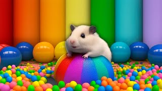 DIY Rainbow Hamster Maze with Colorful Balloons | Hamster Escapes in Real Life