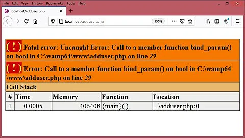 Fix Error: Call to a member function bind_param() on bool