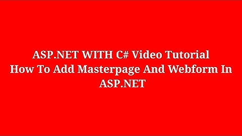 How To Add Masterpage​ And Webform In ASP.NET Using Visual Studio