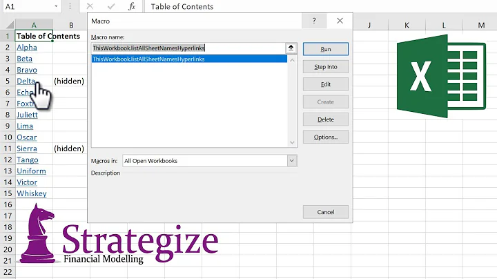 Create index with hyperlinks to all sheets using Excel VBA