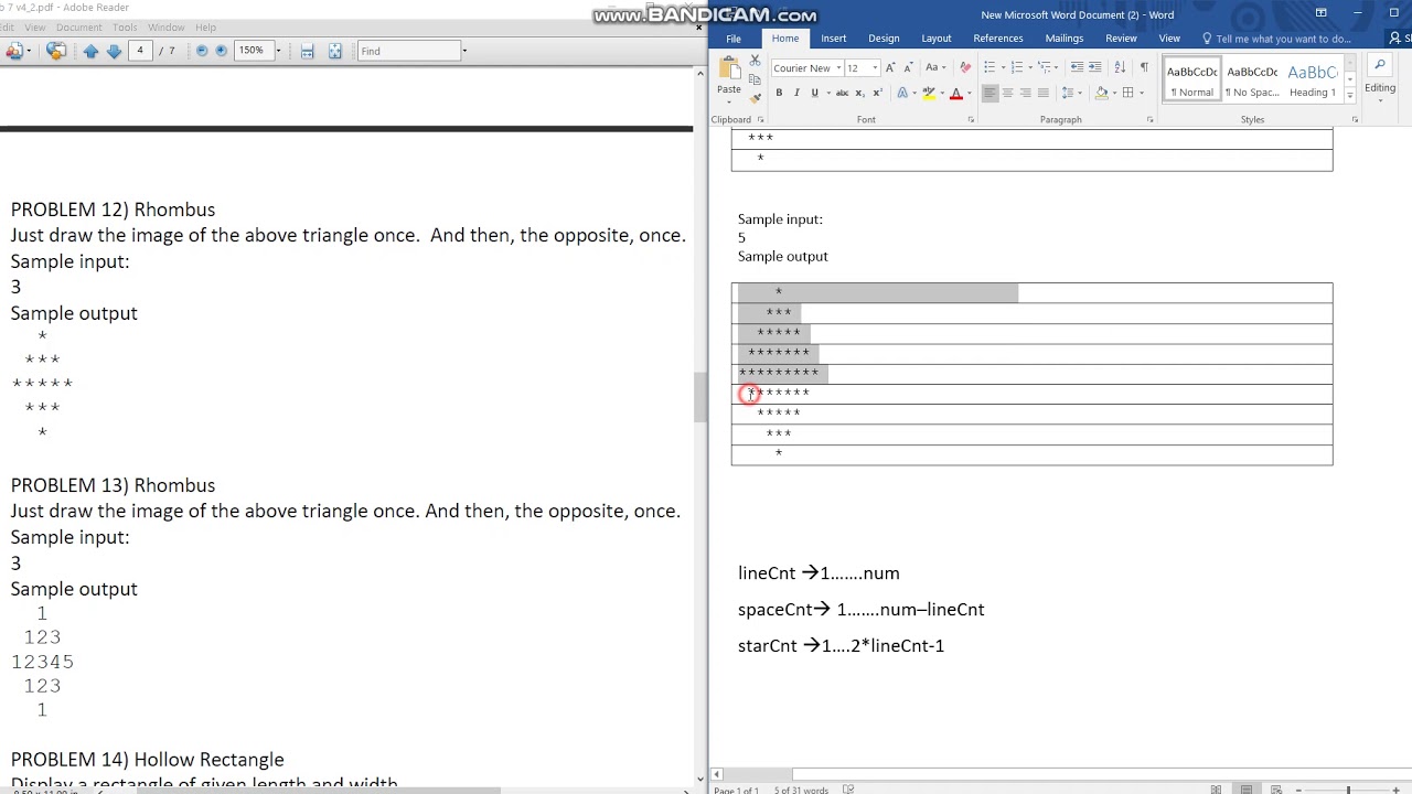 Printing a Rhombus using Java Part 1 - YouTube