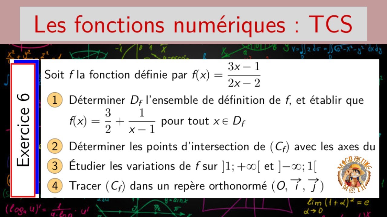 Fonctions numériques — Exercice — fonction homographique — TCS