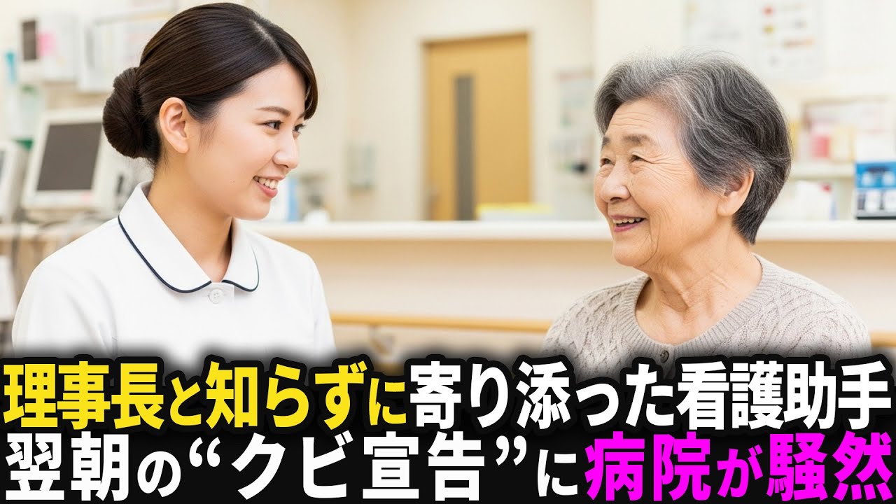 理事長だと知らずに話し相手になった看護助手。翌朝、突然のクビ宣告…しかし“その理由”を聞いた瞬間、誰もが黙り込んだ…