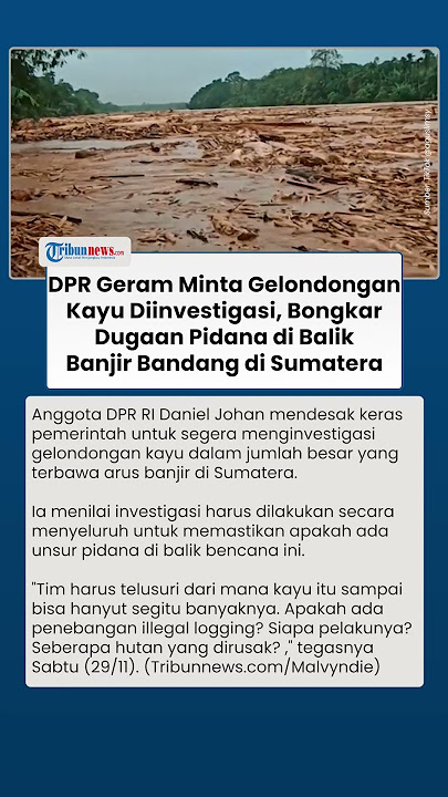 DPR Geram Minta Gelondongan Kayu Diinvestigasi Demi Ungkap Dugaan Pidana di Balik Banjir Sumatera