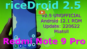 riceDroid 2.5 UNOFFICIAL for Redmi Note 9 Pro Android 12.1 Update: 220622