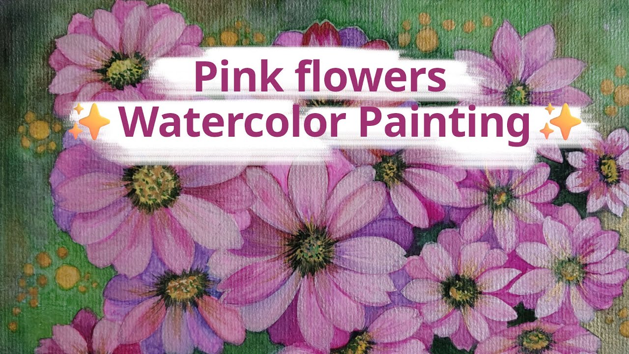 Pink flowers ✨ Watercolor Painting with Metallic & Pearlescent Effects