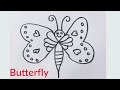 How to draw a butterfly step by step  easy butterfly drawing  beautiful butterfly draw for kids