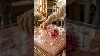 Incredible DIY a Pink Marble resin table with Azelea flowers and Petals🥰 #viral #shorts #resin