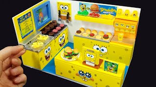 DIY Miniature Realistic Board shop #41 - Spongebob Hamburger shop decor !