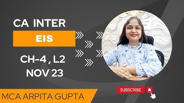 CA INTER GROUP 2 | EIS | CHAPTER 4 LECTURE 2 | FOR MAY 23/ NOV 23 | BY MCA ARPITA GUPTA
