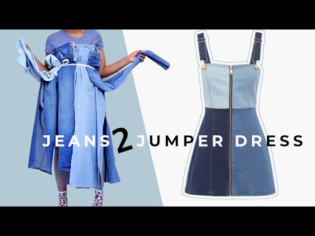 DIY Jeans to Denim Jumper Dress! | Summer Upcycles - YouTube