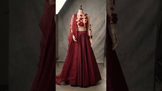 silk lehanga with flower embossed blouse !! #bridesmaids #weddingdress #embroidery #Dm for order !