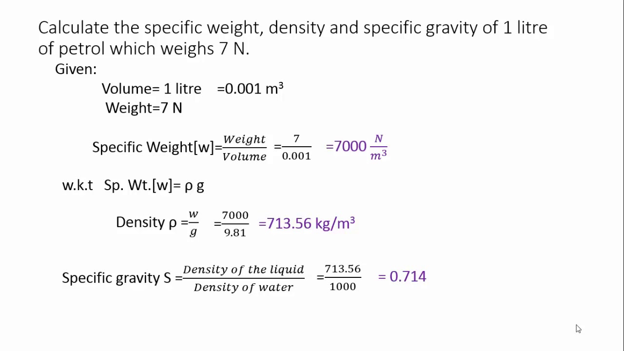 problem solving about specific weight