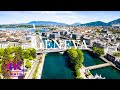Flying over geneva  4k u  stunning footage scenic relaxation film with calming music