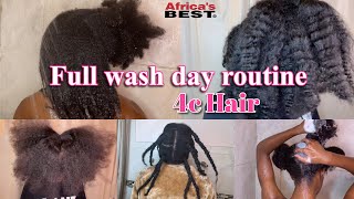 4c Natural Hair Wash Day Routine (Start to finish) ft no-heat BLOW-OUT | Originals By Africa's Best