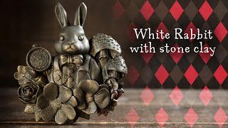 [Clay] White rabbit wall decoration that looks like metal with stone clay. Magic paint!