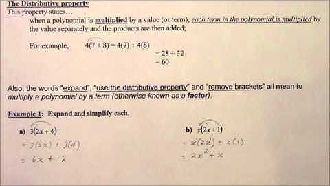MPM1D Multiplying a Polynomial by a Monomial lesson   part 01