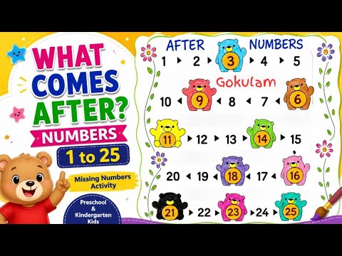 What Comes After ? Numbers 1 to 25 | Missing Numbers Activity | Preschool & Kindergarten #@gokulam.