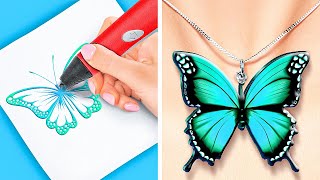 BUNTE SCHMUCKSTÜCKE UND ACCESSOIRES AUS TON, EPOXIDHARZ, HEIßKLEBER UND MIT 3D-STIFT