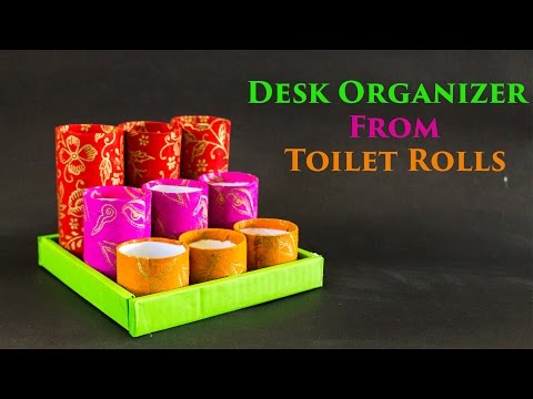 Diy Desk Organizer From Toilet Rolls Youtube