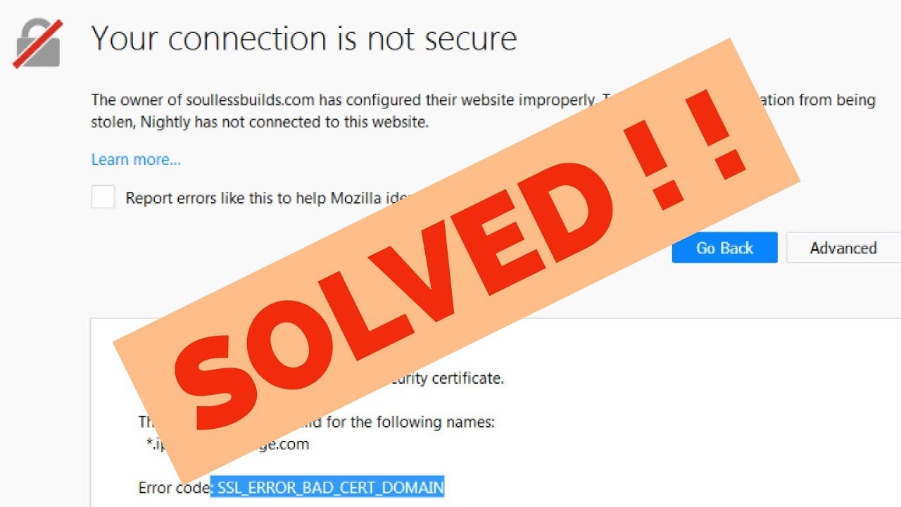 your connection is not secure mozilla fix