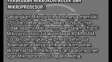Penjelasan tentang Mikrokontroler dan Mikroprosesor.