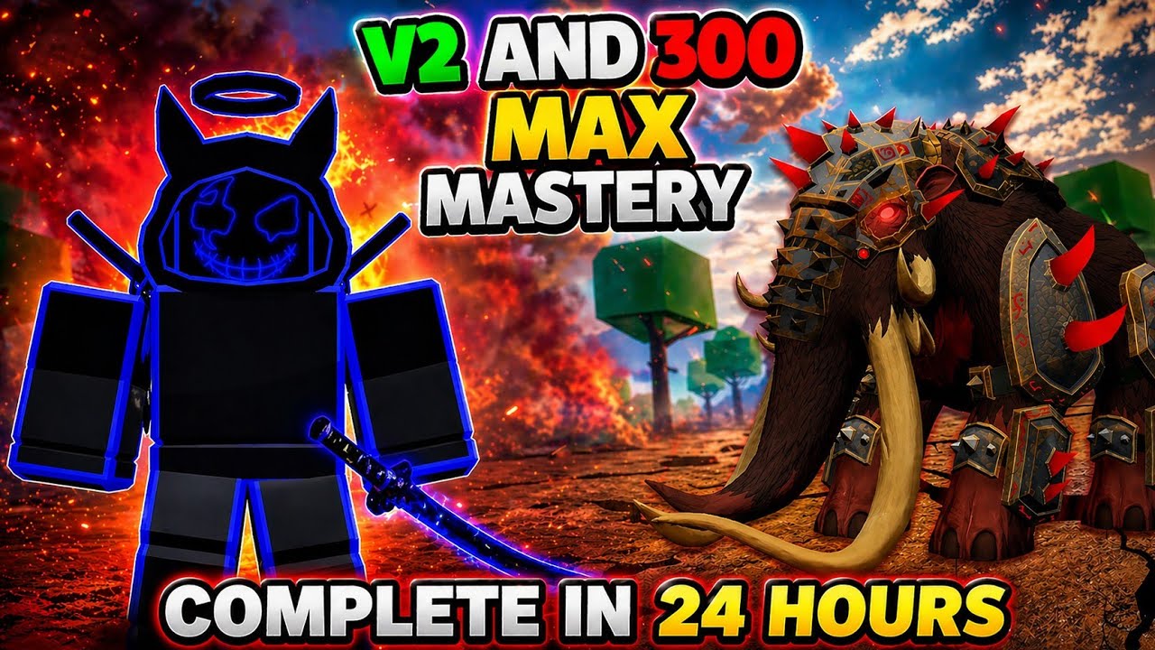 I complete human V2 and max mammoth fruit in 24hours in blox fruit ...