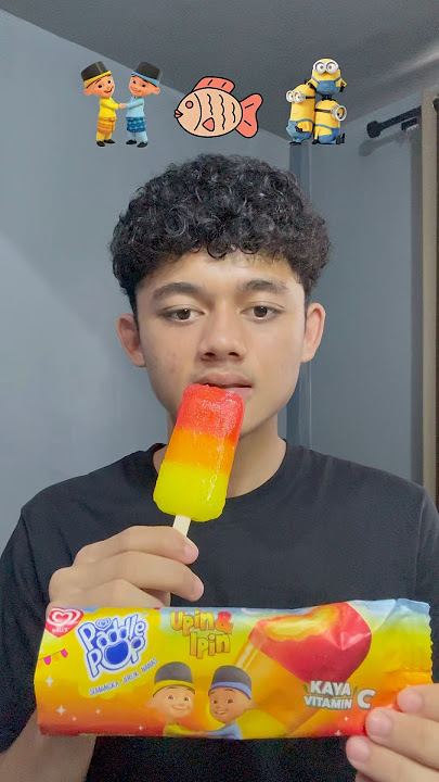 eat ice cream according to the picture of Upin Ipin, Fish and Minions