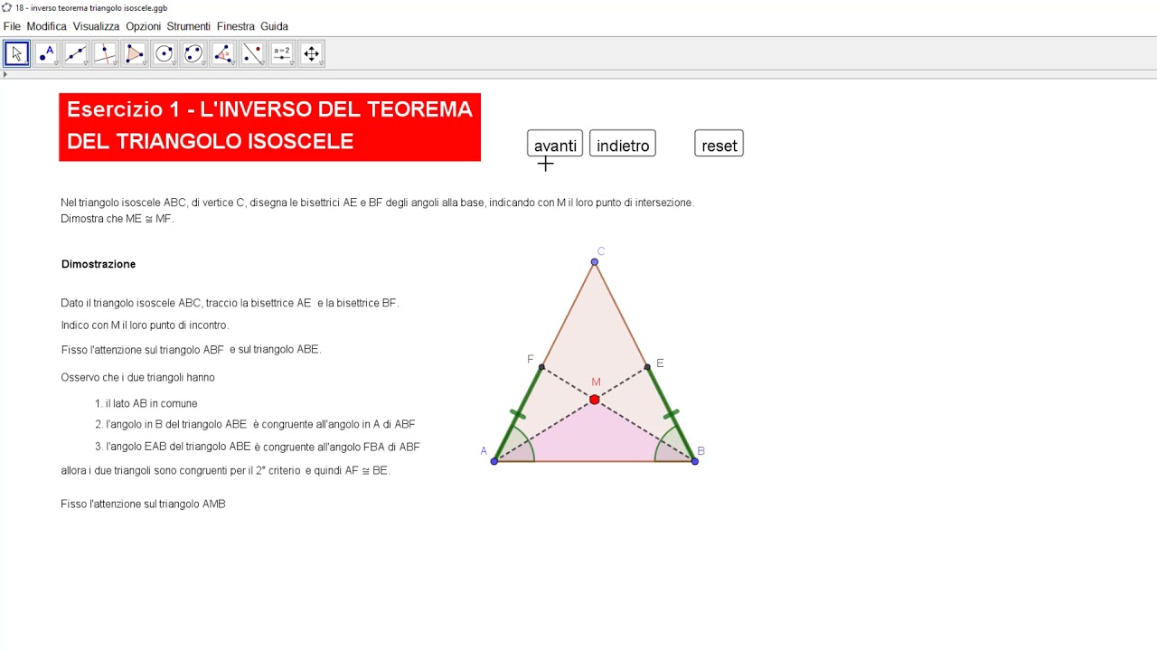 Esercizio n.1 - Inverso del teorema del triangolo isoscele