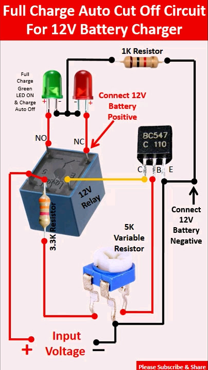 Sirkuit Pemutusan Otomatis Pengisian Penuh untuk Pengisi Daya Baterai 12V | Sirkuit Perlindungan Pengisian Berlebih Baterai 12V
