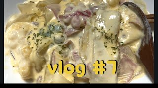 일상vlog7[크림당면파스타•반올림피자•타코야끼]