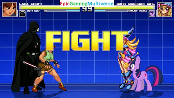 Twilight Sparkle And Dark Magician Girl VS Lara Croft & Darth Vader In A MUGEN Match / Battle