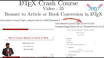 LaTeX Crash Course in Tamil, How to Convert Beamer to Article or  Book in  LaTeX in Tamil,