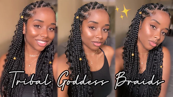 DIY Tribal / Fulani Braids with Curls  | Half Feed-in Half Knotless Goddess Braids Tutorial